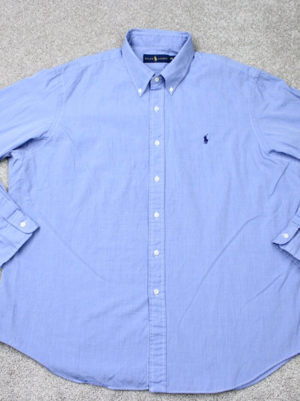 Ralph Lauren Shirt Men 2XL XXL Blue 100% Cotton Long Sleeve Button Preppy Casual